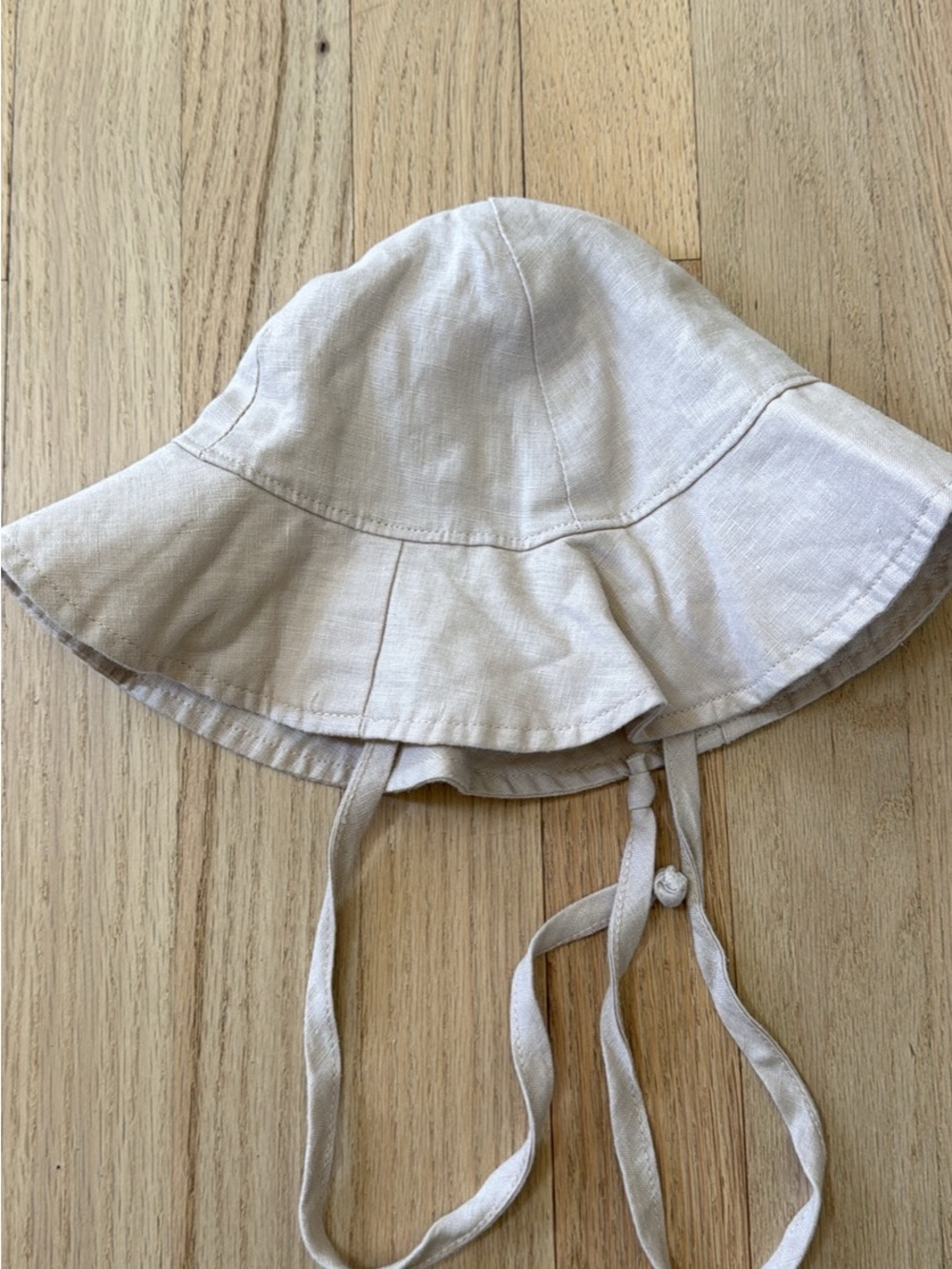 Rylee + Cru Natural Dusty Pink/Beige Baby Sun Hat with Ties
